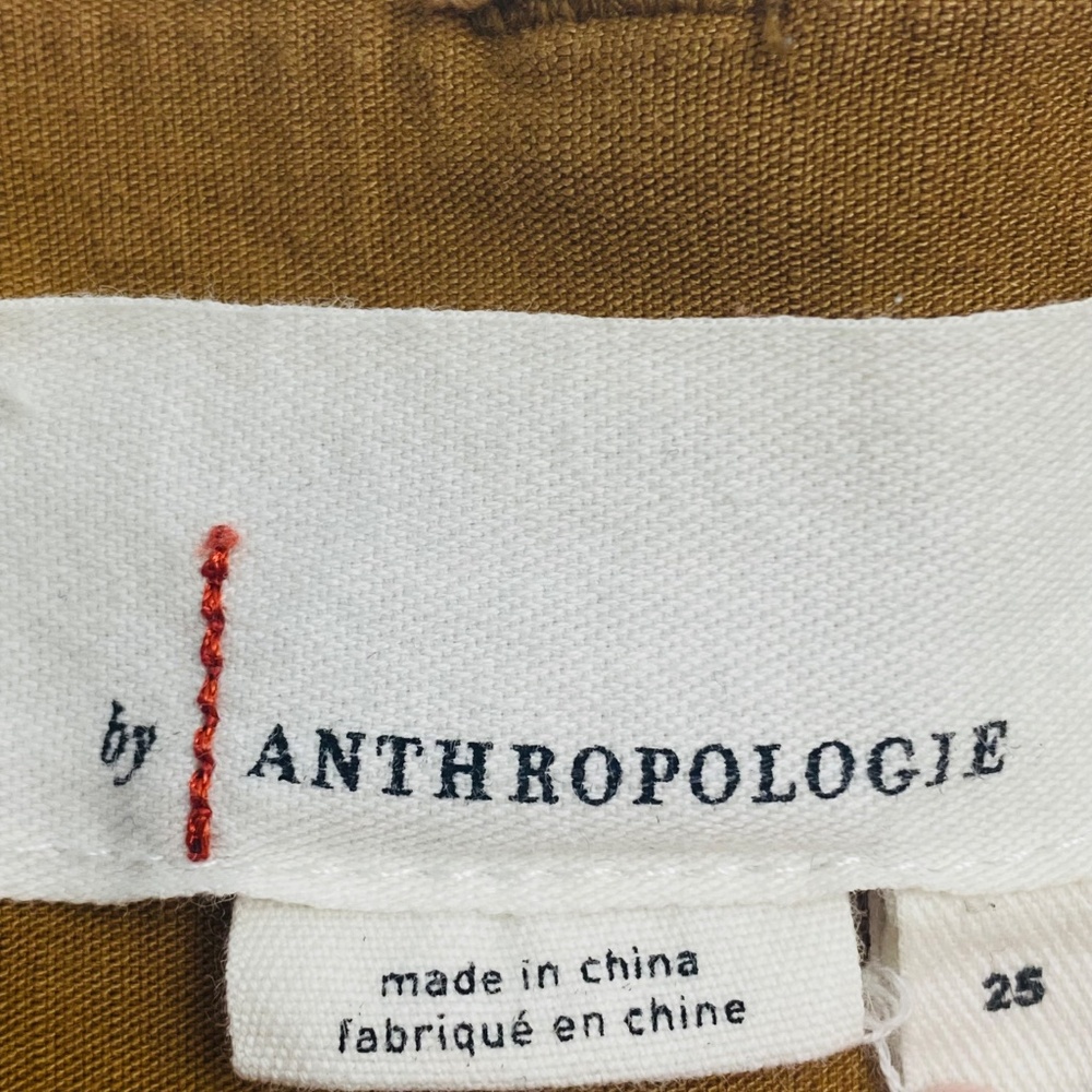 ANTHROPOLOGIE Linen Blend Crop Wide-Leg Pants in Tan Size 25 - Picture 6 of 10